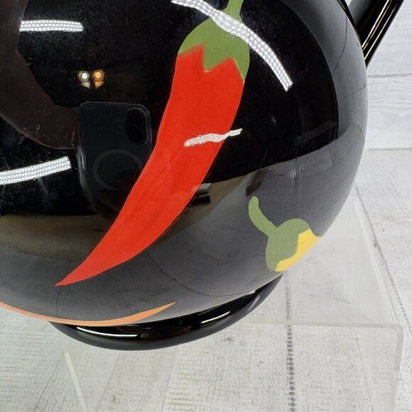 THE MAIN INGREDIENTS Black Ceramic Red Orange Green Chili Peppers 3.5Qt Pitcher - Picture 13 of 16